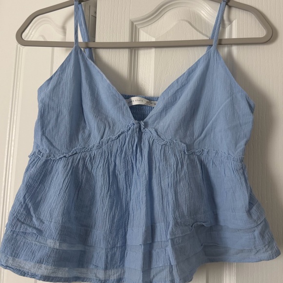 Altar'd State Tops - Light Blue Spaghetti Strap Peplum Tank Top